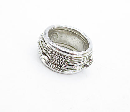 DESIGNER 925 Silver  Vintage Topaz Interlaced Wire Band Ring Sz 6  RG4690
