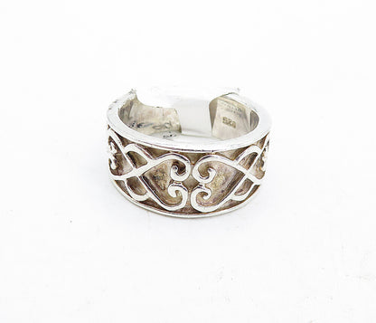 925 Sterling Silver  Vintage Infinity Love Heart Pattern Band Ring Sz 8 RG4562