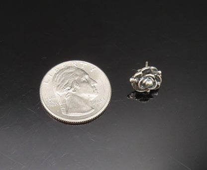 ISRAEL 925 Sterling Silver  Vintage Carved Rose Flower Stud Earrings  EG11759