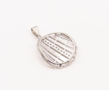 925 Sterling Silver Vintage Pendant Designer Cutout CZ Fence Effect  PT23150