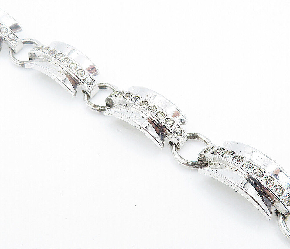 ENGEL BROS. 925 Sterling Silver  Topaz Shiny Curved Link Chain Bracelet BT3357