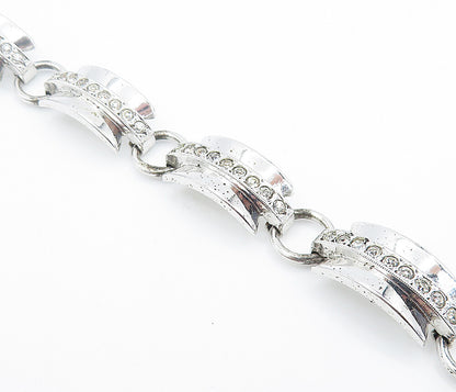 ENGEL BROS. 925 Sterling Silver  Topaz Shiny Curved Link Chain Bracelet BT3357