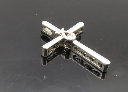 925 Sterling Silver  Petite Genuine Diamond Religious Cross Pendant  PT7924