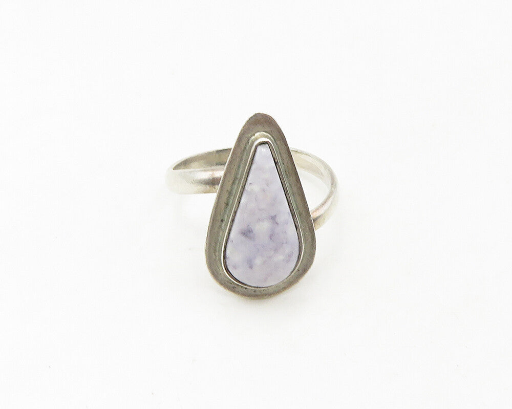 925 Sterling Silver  Vintage Tear Drop White Jasper Cocktail Ring Sz 7 RG18773