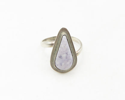 925 Sterling Silver  Vintage Tear Drop White Jasper Cocktail Ring Sz 7 RG18773