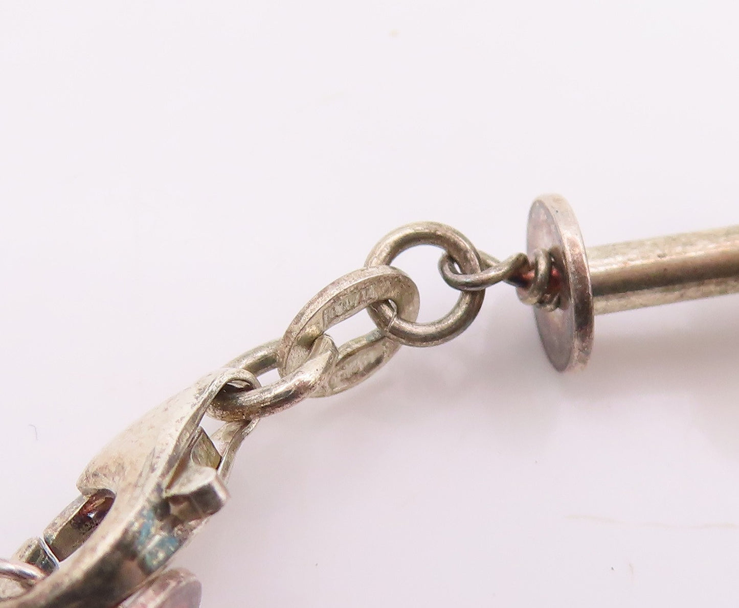 925 Sterling Silver Vintage Bracelet Faceted Quartz Elegant Bead Chain  BT11855
