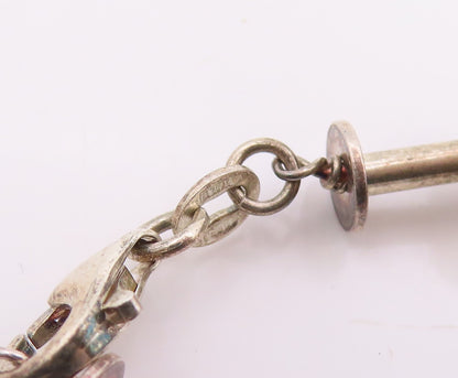 925 Sterling Silver Vintage Bracelet Faceted Quartz Elegant Bead Chain  BT11855