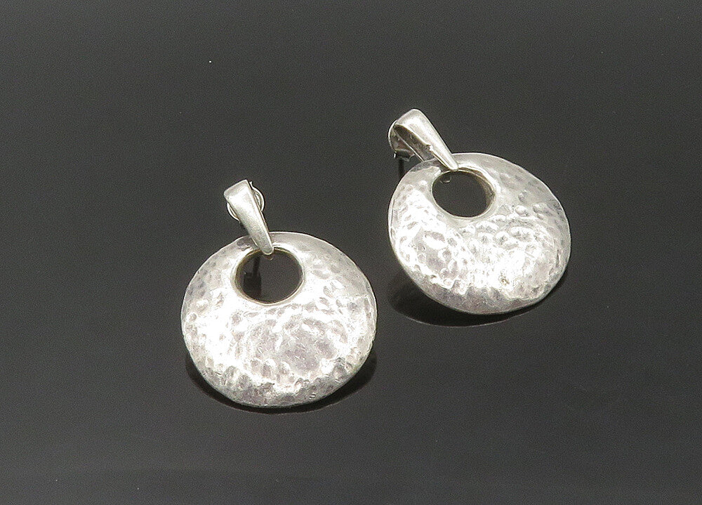 BARSE 925 Sterling Silver  Vintage Shiny Hammered Dangle Earrings  EG10731