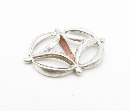 NAVAJO 925 Sterling Silver  Vintage Antique Shiny Two Tone Belt Buckle  TR1147