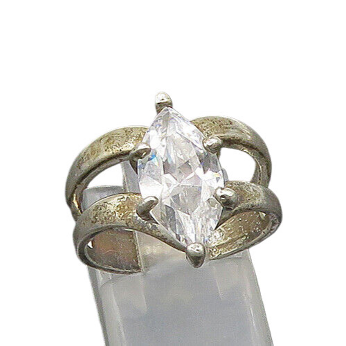 925 Silver  Vintage Marquise Cut Cubic Zirconia Cocktail Ring Sz 7  RG21613