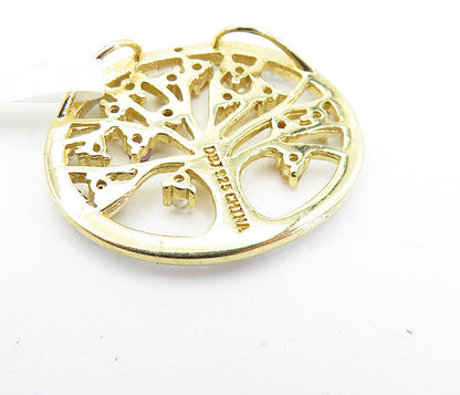 925 Silver Multicolor Topaz & Genuine Diamond Tree Of Life Pendant  PT5090