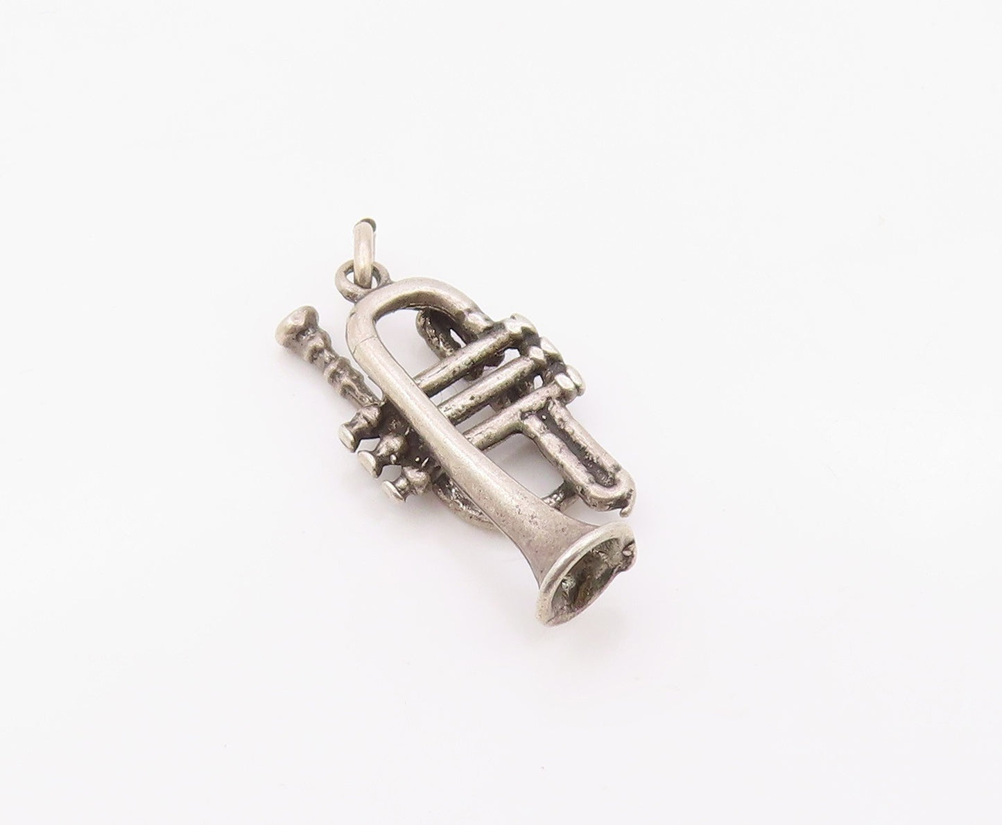 925 Sterling Silver Vintage Pendant 3D Trumpet Musical Instrument Charm  PT26309