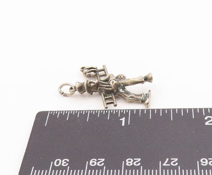 925 Sterling Silver Vintage Pendant German Lucky Chimney Sweep with Cat  PT24890