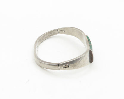 SHEILA MEXICO 925 Silver  Vintage Malachite Shiny Bangle Bracelet  BT7530