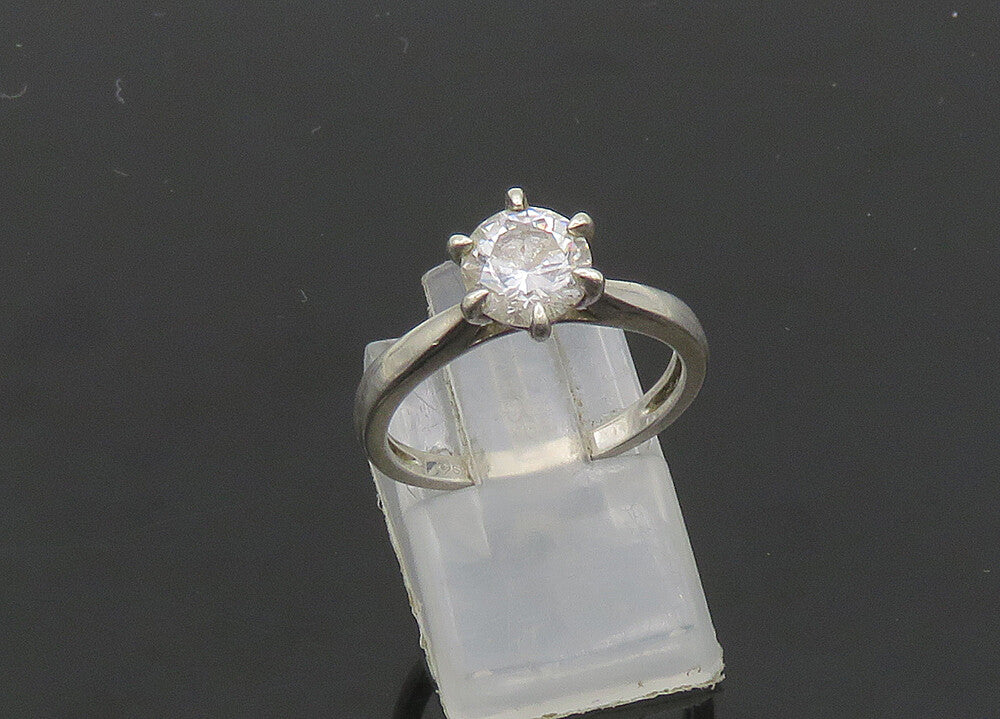 925 Sterling Silver  Vintage Cubic Zirconia Solitaire Ring Sz 6.5  RG20998