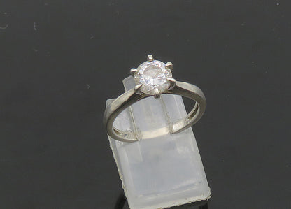 925 Sterling Silver  Vintage Cubic Zirconia Solitaire Ring Sz 6.5  RG20998