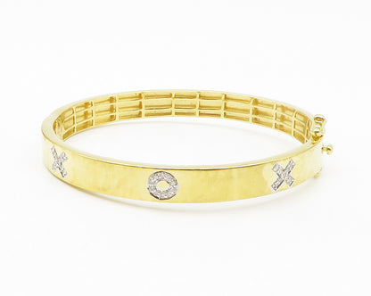925 Sterling Silver Genuine Diamonds Gold Plated Bangle Bracelet  BT5250