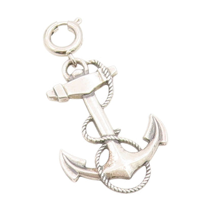 925 Sterling Silver Vintage Pendant Etched Nautical Marine Anchor Charm  PT25934