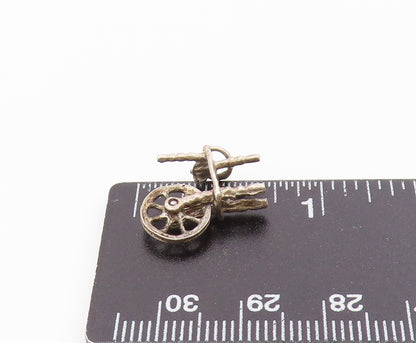 925 Sterling Silver  Vintage Old Fashioned Cotton Wheel Pendant  PT18403