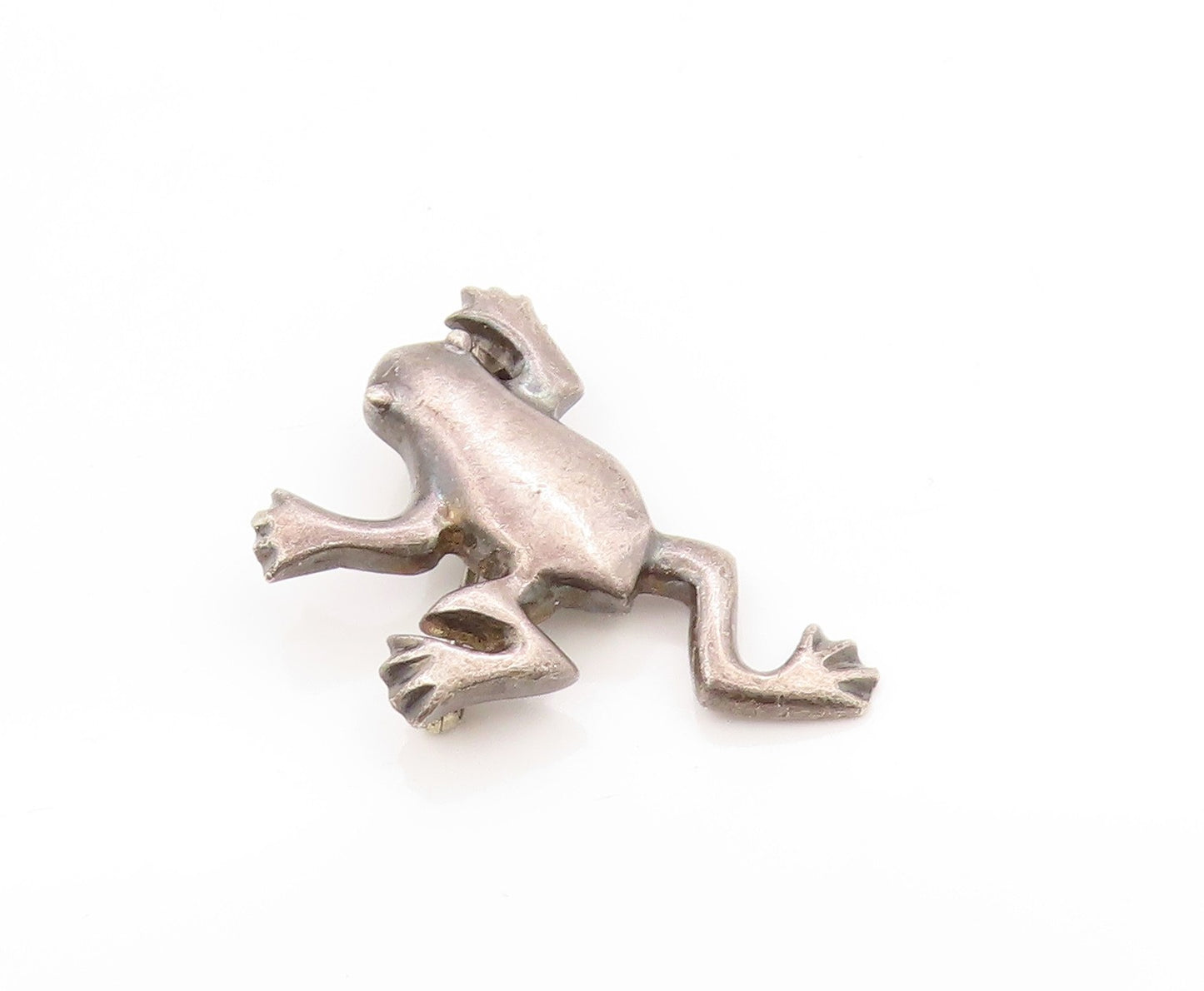 925 Sterling Silver Vintage Brooch ZINA Dark Tone Leaping Frog Charm  BP11865