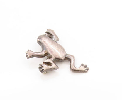 925 Sterling Silver Vintage Brooch ZINA Dark Tone Leaping Frog Charm  BP11865