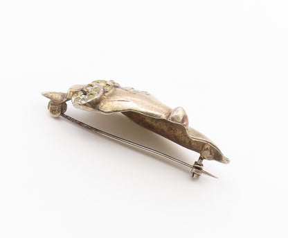 925 Sterling Silver  Vintage Carved Topaz Horse Head Brooch Pin  BP9640