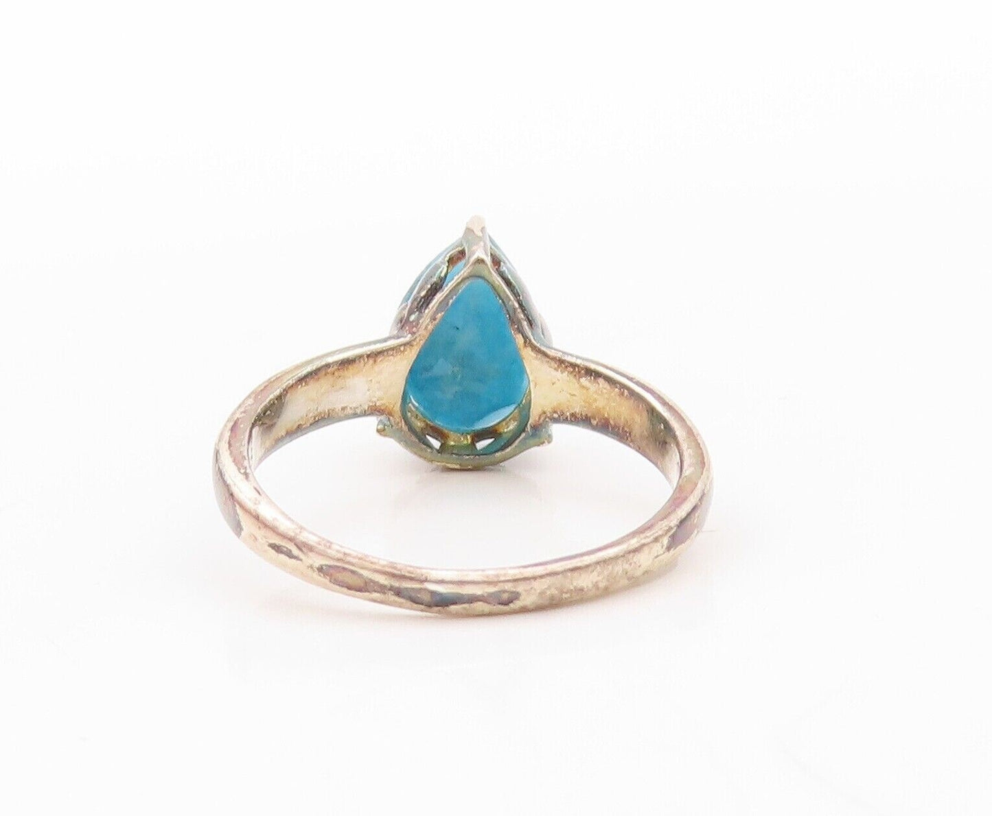 925 Sterling Silver Vintage Ring Drop Cut Blue Gemstone  Sz 7  RG30176