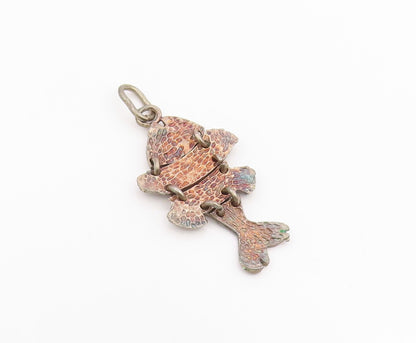 925 Sterling Silver Vintage Pendant Articulated Enamel Koi Fish Charm  PT25963
