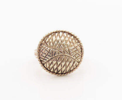 925 Sterling Silver Vintage Ring D JOY Classic Textured Disc Band  Sz 5  RG36296