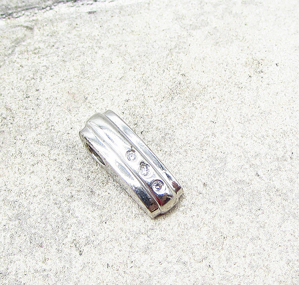 925 Sterling Silver  White Cubic Zirconia Linear Slider Pendant  PT1511