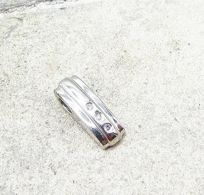 925 Sterling Silver  White Cubic Zirconia Linear Slider Pendant  PT1511