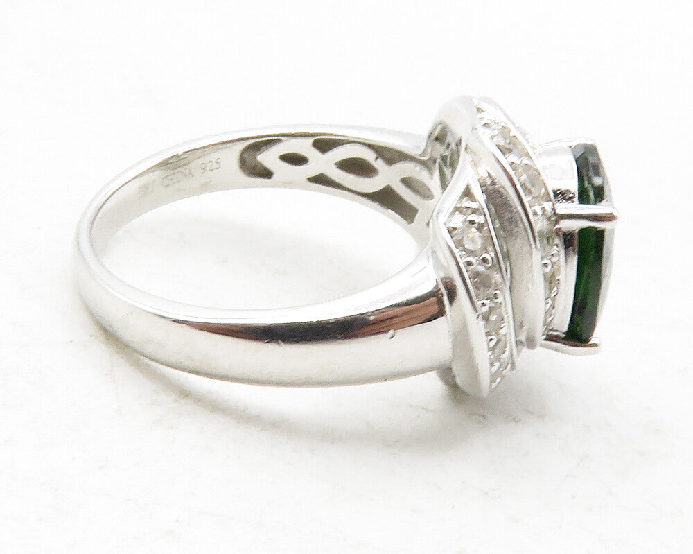 925 Sterling Silver  Peridot & Topaz Shiny Swirl Cocktail Ring Sz 6  RG12366