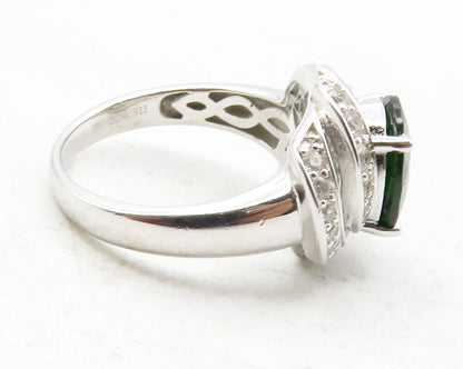 925 Sterling Silver  Peridot & Topaz Shiny Swirl Cocktail Ring Sz 6  RG12366