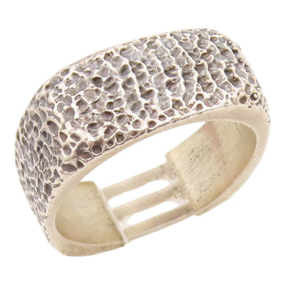 925 Sterling Silver Vintage Ring Classic Rock Textured Wide Band  Sz 6  RG35698