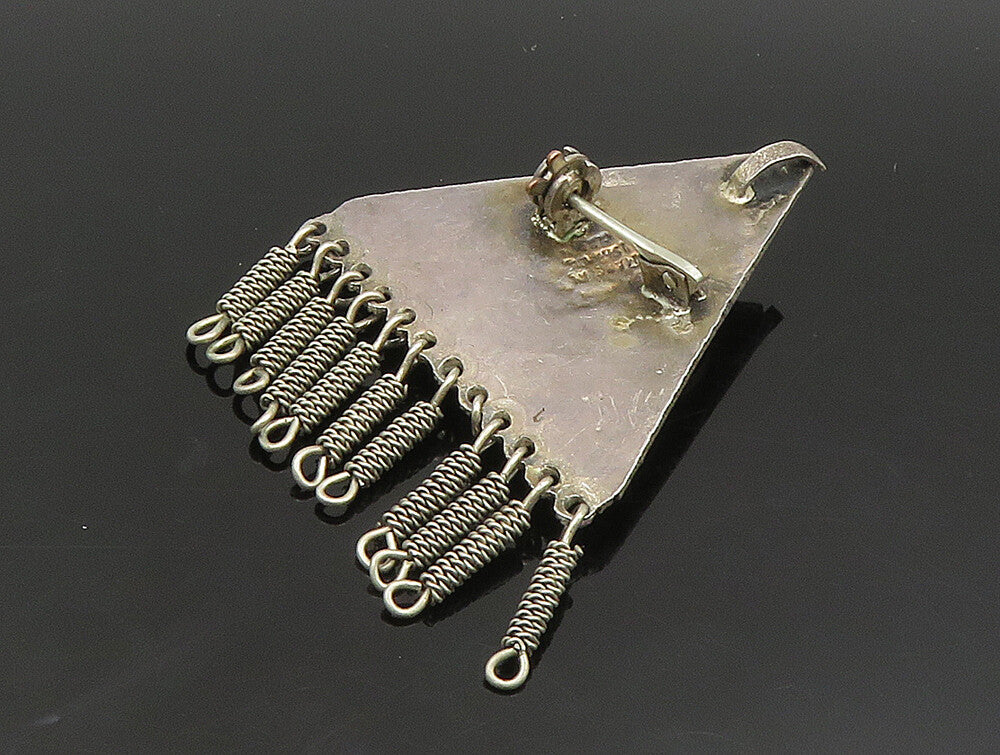 ISRAEL 925 Sterling Silver  Vintage Eilat Stone & Beads Brooch Pin  BP9453