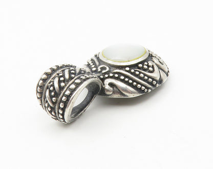 925 Sterling Silver  Vintage Mother Of Pearl Swirl Twist Dome Pendant  PT9458