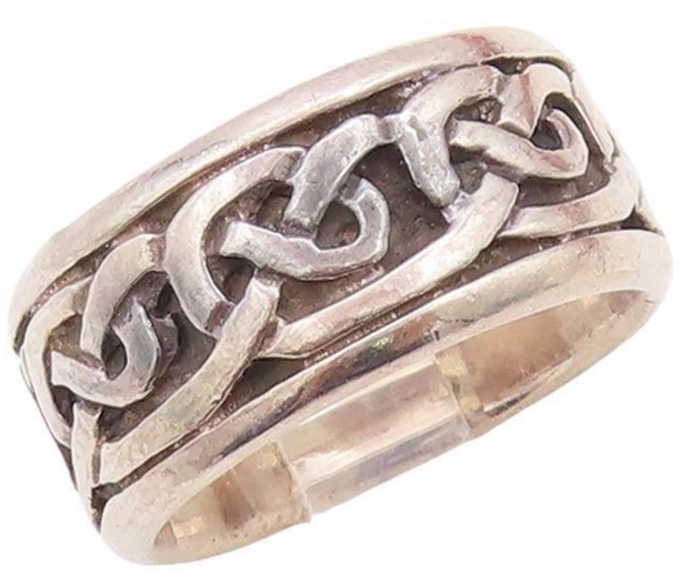 925 Sterling Silver Vintage Ring Solid Brutalist Knot Carved  Sz 7  RG28499