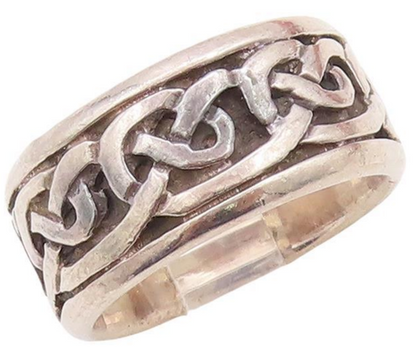 925 Sterling Silver Vintage Ring Solid Brutalist Knot Carved  Sz 7  RG28499