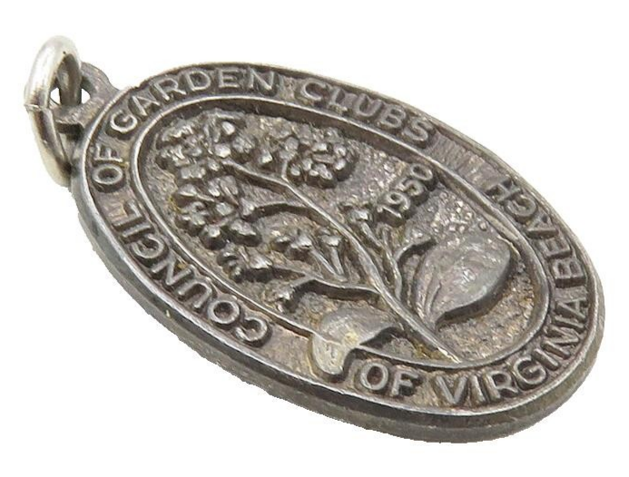 925 Sterling Silver  Vintage Virginia Beach Garden Club Council Pendant PT7672