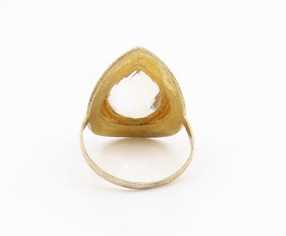 925 Sterling Silver Vintage Ring Gold Plated Faceted Quartz Band Sz 8.5 RG36079
