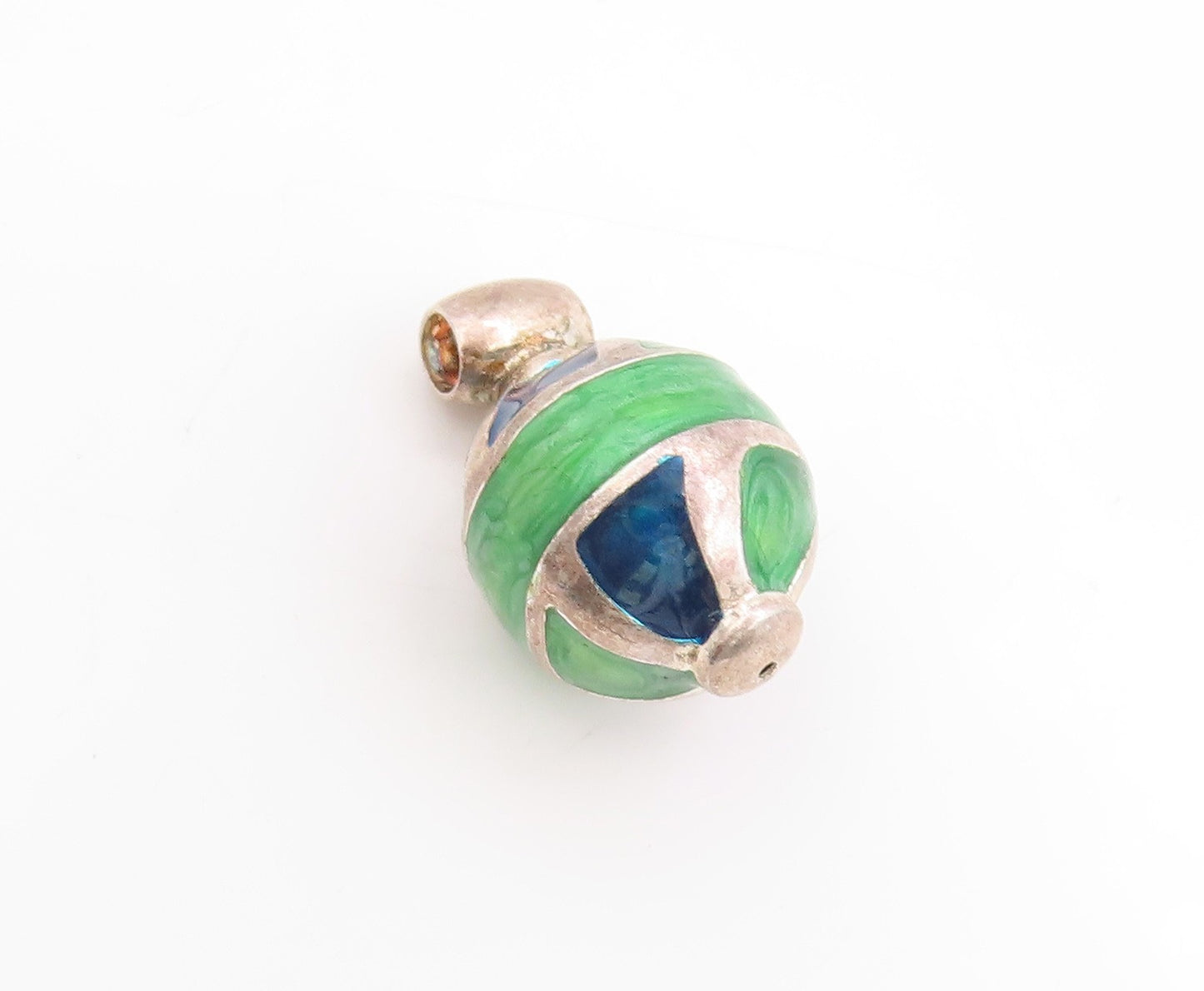 925 Sterling Silver Vintage Pendant Enameled Geometric Sphere Design  PT25120