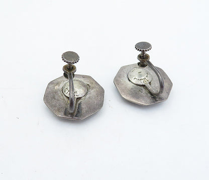 SIAM 925 Silver  Vintage Enamel Niello Dancer Non Pierce Earrings  EG2811