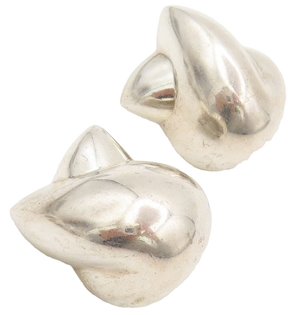PARTICIA VON MUSULIN 925 Silver  Vintage Modernist Clip Back Earrings  EG12682
