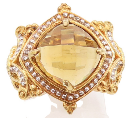 925 Sterling Silver Vintage Ring MICHAEL VALITUTTI Real Citrine  Sz 6 RG32415
