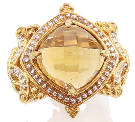 925 Sterling Silver Vintage Ring MICHAEL VALITUTTI Real Citrine  Sz 6 RG32415