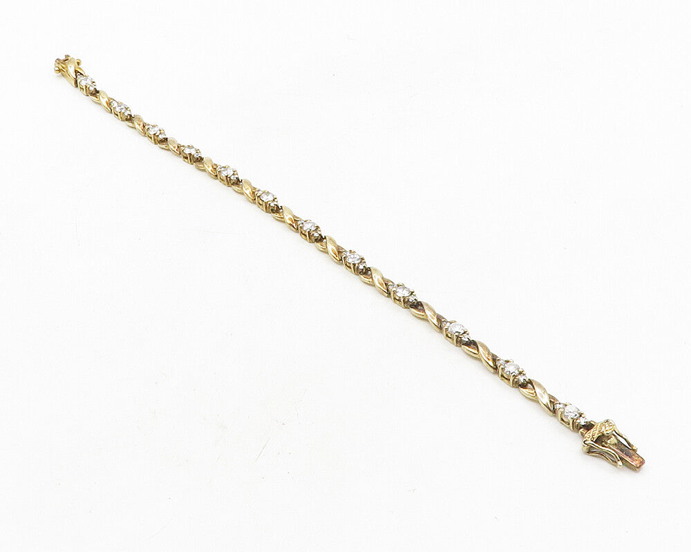 925 Sterling Silver  Vintage Cubic Zirconia Infinity Chain Bracelet  BT4343