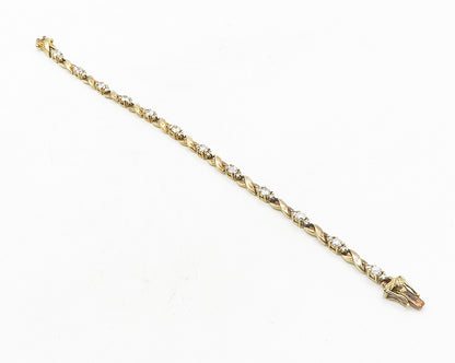 925 Sterling Silver  Vintage Cubic Zirconia Infinity Chain Bracelet  BT4343