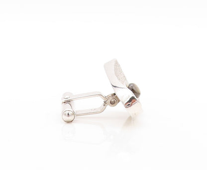 925 Sterling Silver Vintage Cuff Links Designer Triangular Cut Cat's Eye  TR3795
