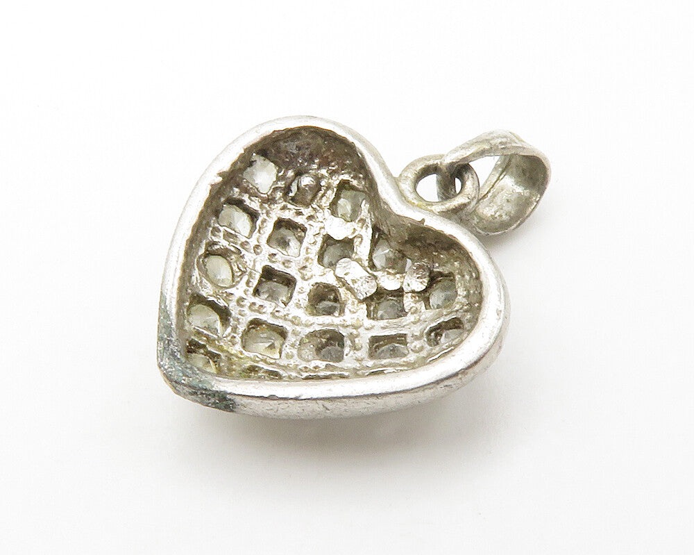 925 Sterling Silver  Vintage Petite Topaz Love Heart Drop Pendant  PT11247