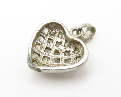 925 Sterling Silver  Vintage Petite Topaz Love Heart Drop Pendant  PT11247